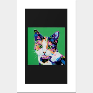 Oreo - Calico Cat Painting Posters and Art